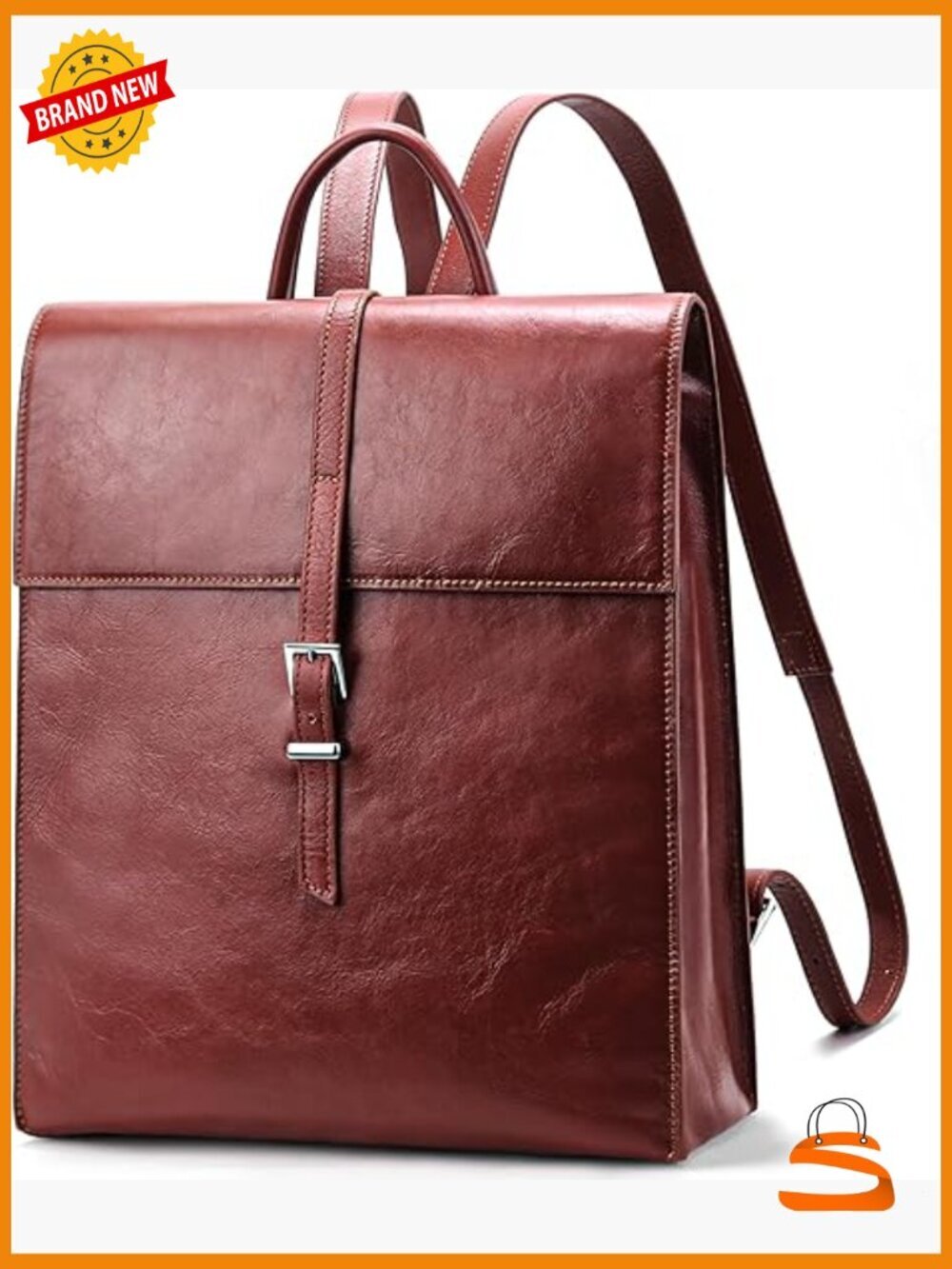 Genuine Leather Business Backpack 14" Laptop Work Bag
